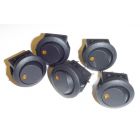 5 Pack of Round Rocker Switches 12V with Yellow LED