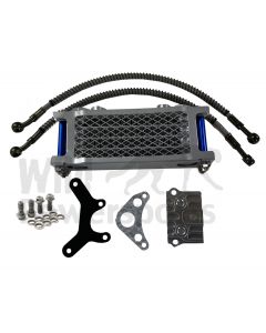 Blue/Silver Piranha Complete Oil Cooler Kit & Mount for Honda Crf50 Xr50 Atc70 and clones