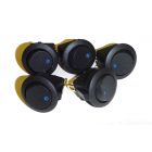 5 Pack of Round Rocker Switches 12V with Blue LED