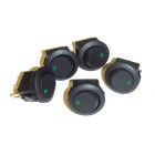 5 Pack of Round Rocker Switches 12V with Green LED